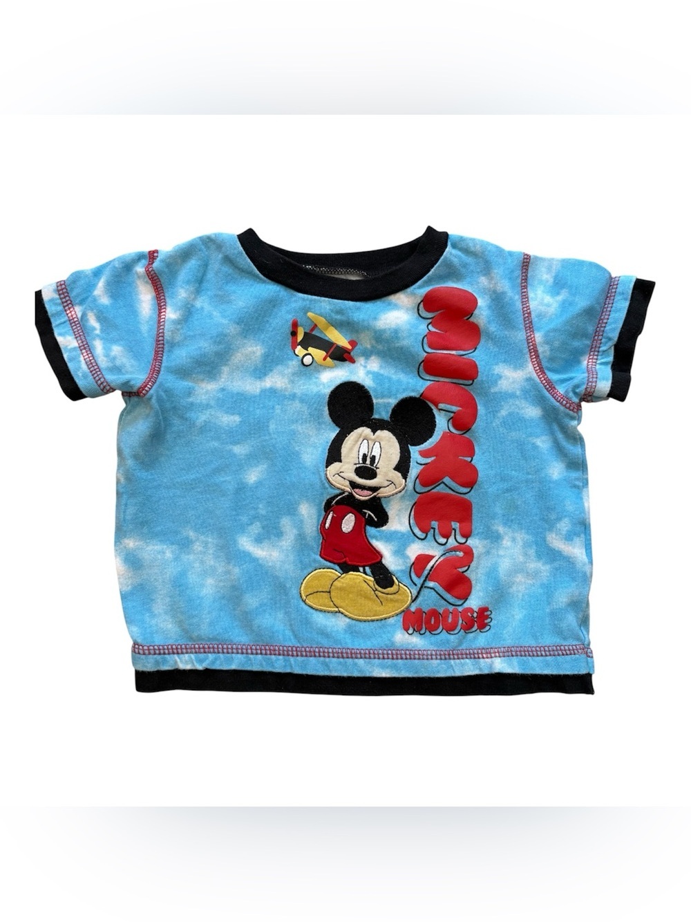 Disney Mickey Mouse 12M Shirt Sky Tie Dye Applique Embroidered 100% cotton